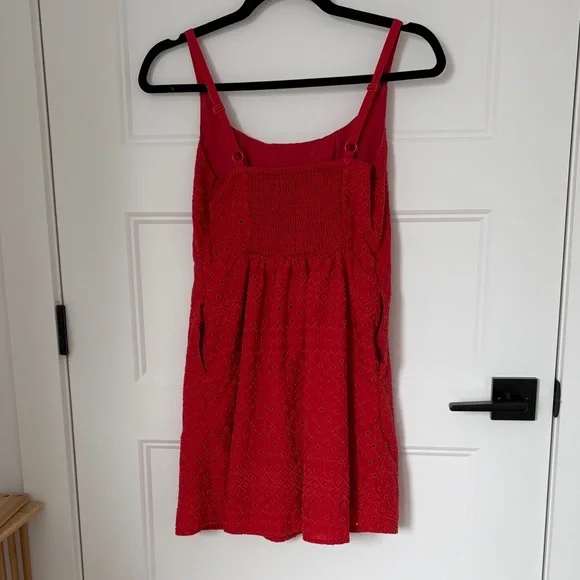 Red Eyelet Mini Dress - Picture 2 of 3